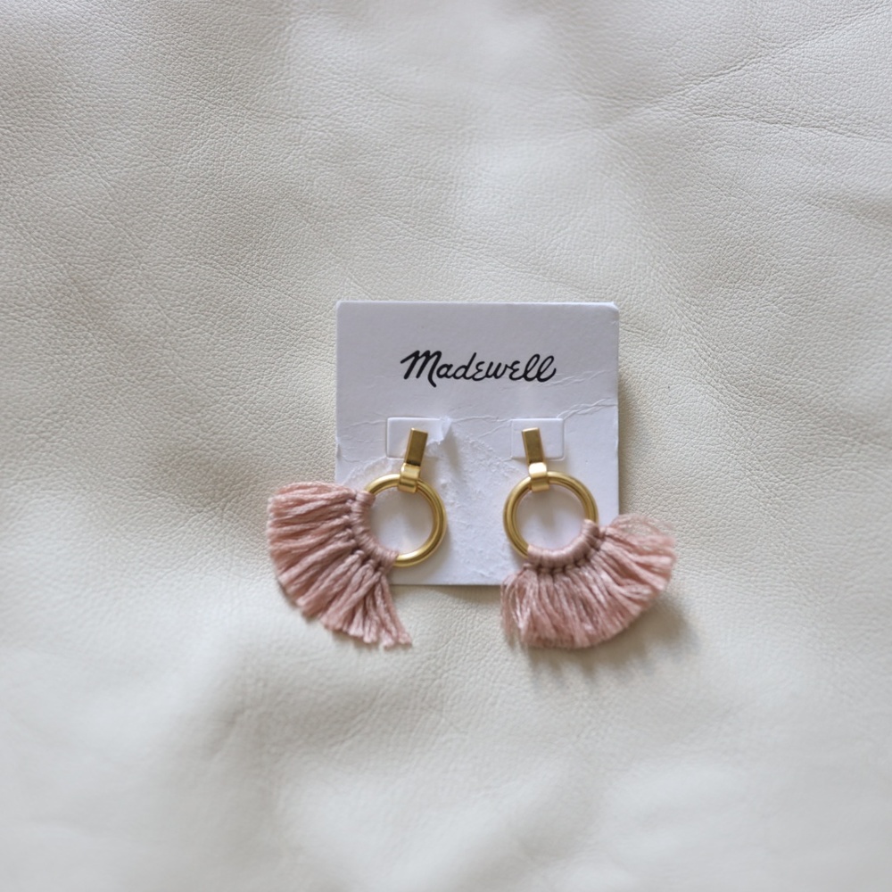 Madewell Brass and Pink Tassel Earrings - Picture 3 of 6